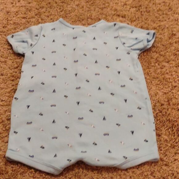 Carter's onesie infant size 6 months pelican applique navy blue nautical print - Picture 3 of 5
